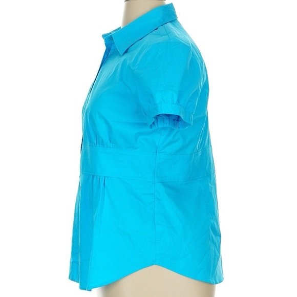 New York & Company Blue Short Sleeve Button Down Shirt - Picture 5 of 6